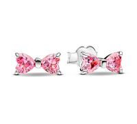 Pandora Pendientes de plata de ley con circonitas cúbicas, color rosa, 293505C01, Rosa, Plata de ley, Circonia cúbica