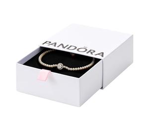 Pandora Pulsera atemporal chapada en oro de 14 quilates con circonita cúbica transparente
