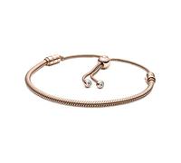 Pandora Pulsera con cadena de serpiente chapada en oro rosa de 14 quilates con circonita cúbica transparente