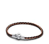 Pandora Disney Pulsera con diseño de El Rey León de plata de ley con cuero marrón y negro, S1