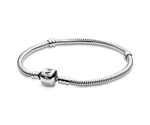 PANDORA Pulsera con dije de cadena de serpiente de Momentos icónicos, 7.5 inch, Metal, Circonita cúbica