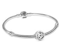 PANDORA Pulsera con dijes para mujer Familia para siempre, Lote 20 cm | Conjunto de joyas con dije para mujer, plata de ley 925, una bonita idea para regalar