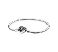 Pandora Pulsera de cadena de serpiente con diseño de árbol genealógico con cierre en forma de corazón, 23