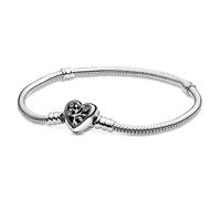 Pandora Pulsera de cadena de serpiente con diseño de árbol genealógico con cierre en forma de corazón, 17