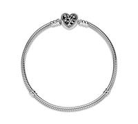 Pandora Pulsera de cadena de serpiente con diseño de árbol genealógico con cierre en forma de corazón, 16