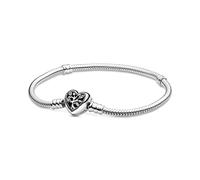 Pandora Pulsera Moments, cadena de serpiente, árbol de la vida, cierre corazón, 19
