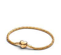 PANDORA Pulsera de mujer facetada con cierre de corazón, color dorado 564236C00, 18cm, Plata de ley, No es una piedra preciosa