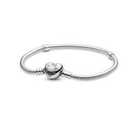 Pandora Pulsera Diseño Cadena de Serpiente Y Corazón de Moments en Plata de Ley | 16 cm