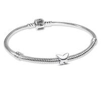 PANDORA Pulsera de dijes para mujer con mini mariposa, plata de ley 925, lote, paquete de joyas moderno y de moda 21500 18 cm