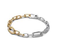PANDORA Pulsera de eslabones plata de ley con aleación metálica chapada en oro de 14 quilates y circonitas, Compatible ME, Tamaño: 15 cm, 563689C00-1