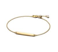 PANDORA Pulsera de grabado para mujer, color dorado 564010C01, 18cm, Plata de ley, Circonita cúbica