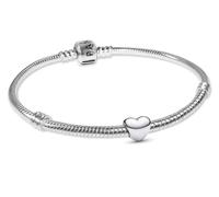 PANDORA Pulsera de mujer con dije de corazón en miniatura, lote 19 cm | Conjunto de joyas con dije para mujer como muestra de amor, set de regalo romántico