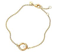 Pandora Pulsera Círculo Forma Orgánica en Pavé Y Perla Cultivada de Agua Dulce Tratada en Blanco | 20 cm