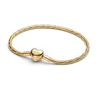 PANDORA Pulsera de mujer facetada con cierre de corazón, color dorado 564236C00, 18cm, Plata de ley, No es una piedra preciosa