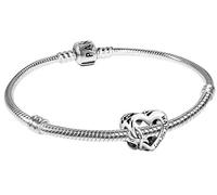 PANDORA Pulsera de mujer Love You Mum con corazón infinito y símbolo de eternidad como muestra de amor para mamá. Set de regalo de plata, lote con charm 39496 21 cm