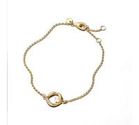 Pandora Pulsera de perlas cultivadas de agua dulce tratada con forma de pavé con forma orgánica y chapado en oro de 14 quilates, adornado con circonitas cúbicas, de la colección Essence, longitud: 16