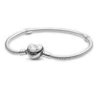 PANDORA Pulsera de plata para mujer con cierre de corazón 594594C00, 19cm, Plata de ley, Sin piedra preciosa