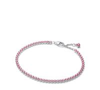 Pandora Pulsera de tenis fina rosa 593927C02 Plata de ley con circonitas cúbicas 20 cm