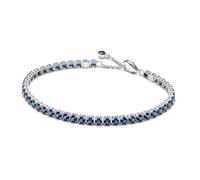 PANDORA Pulsera de tenis para mujer de plata azul brillante 591469C02, 18cm, Plata de ley, Crystal