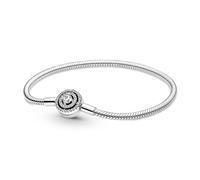 Pandora Timeless Pulsera con cadena de serpiente de plata de ley con circonitas cúbicas transparentes, 20