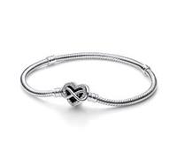 PANDORA - Pulsera Moments en plata de ley Cadena de Serpiente con Cierre Corazón Infinito Brillante 592645C01 - Puls 19