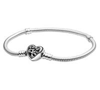 Pandora Pulsera de cadena de serpiente con diseño de árbol genealógico con cierre en forma de corazón, 21