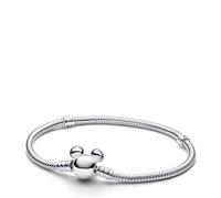 Pandora Disney Pulsera de plata de ley con cadena de serpientes con cierre con diseño de Mickey Mouse, 17