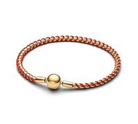 PANDORA Pulsera para mujer, cadena de serpiente, color dorado y rojo 563816C01, 20 cm, Plata de ley, No es una piedra preciosa