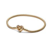 PANDORA Moments 563758C01-19 - Pulsera de eslabones de serpiente con cierre de corazón de infinito y plata de ley chapada en oro de 14 quilates con circonitas, compatible con Moments, tamaño: 19 cm