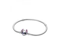 PANDORA Pulsera para mujer de plata Disney Stitch 593738C01, 593738C01-18, Plata de ley, No es una piedra preciosa