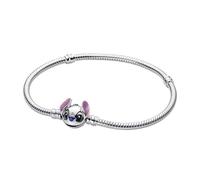 PANDORA Pulsera para mujer de plata Disney Stitch 593738C01, 593738C01-19, Plata de ley, No es una piedra preciosa