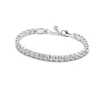 PANDORA Pulsera de tenis para mujer, plata y circonita, 593539C01, 18cm, Plata de ley, Circonita cúbica