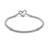 Pandora Moments Pulsera de plata de ley con tachuelas y cierre de corazón, 19