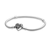 Pandora Pulsera de Cadena de Serpiente Cierre de Corazón Árbol Genealógico con Circonitas Cúbicas en Plata de Ley | 17 cm