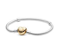 Pandora Icons Pulsera de plata con cierre en forma de corazón chapada en oro de 14 quilates, 19
