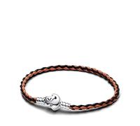 Pandora Disney Pulsera con diseño de El Rey León de plata de ley con cuero marrón y negro, S2