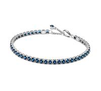 PANDORA Pulsera de tenis para mujer de plata azul brillante 591469C02, 18cm, Plata de ley, Crystal