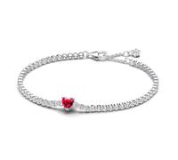 Pandora Pulsera de Tenis Corazón Brillante Rojo en Plata de Ley | 20 cm