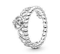 Pandora Purely Anillo de plata con forma de tiara de princesa y corona con circonitas cúbicas, talla 56