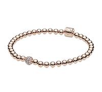 Pandora Purely Pulsera con cuentas y engaste pavé chapada en oro de 14 quilates con circonitas cúbicas, 19