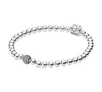 Pandora Purely Pulsera con cuentas y engaste pavé de plata de ley con circonitas cúbicas, 21