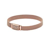 Pandora Reflexions Pulsera con engaste pavé con cierre largo chapada en oro rosa de 14 quilates con circonitas cúbicas transparentes, 16