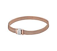 Pandora Reflexions Pulsera de cadenas de serpiente múltiples de plata de ley y chapada en oro rosa de 14 quilates, 18
