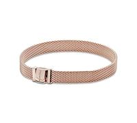Pandora Reflexions Pulsera de malla chapada en oro rosa de 14 quilates, 18