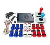 Pandora Saga Box DX Special Plus 9800 en 1, kit de bricolaje de 8 vías, joystick de estilo americano, botón pulsador, consola de juegos de arcade, gabinete bartop (azul y rojo)