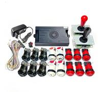 Pandora Saga DX 9800 en 1 versión especial Arcade Board DIY Kit hasta 4 jugadores, compatible con juegos 3D, botones de palanca de mando (rojo negro)