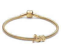 PANDORA Pulsera de mujer con dije love escrito a mano, color dorado, hermoso conjunto de joyas, lote, regalo romántico como muestra de amor 21541 19 cm