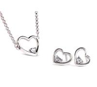 PANDORA Shape of My Heart - Juego de collar y pendientes para el día de San Valentín 2019, tamaño del collar: 45 cm, 45 cm, Metal