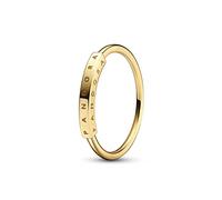 PANDORA Signature Anillo de oro de 14 quilates con logotipo, talla 58