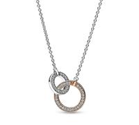 PANDORA Signature Bicolor Verschlungene Kreise Halskette 382778C01-45 Cadena de Cuello para Mujeres